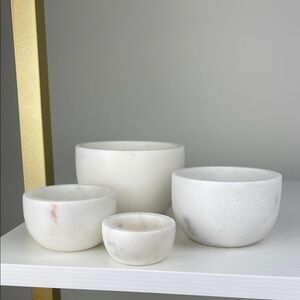 Creative Co-Op White Marble Bowls (Set of 4)